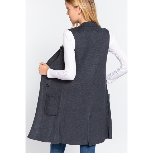 Sleeveless Long Sweater Vest - Picture 5 of 8